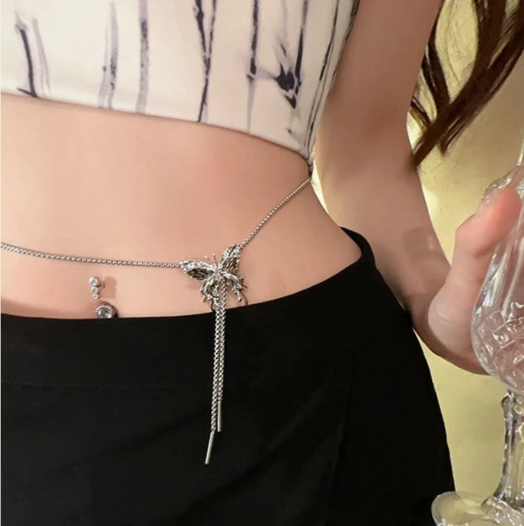 Irregular Liquid Metal Butterfly Necklace Silver Color