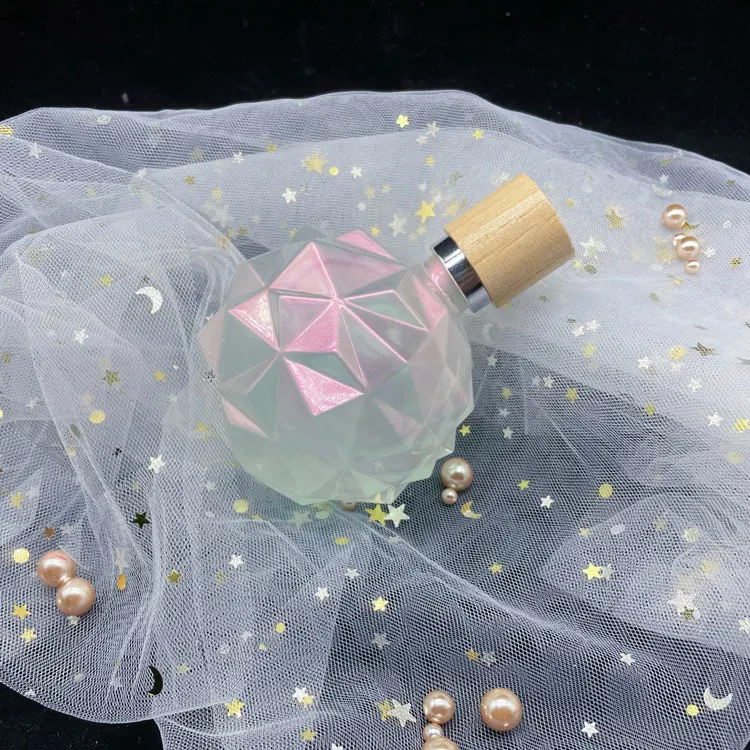 Luxury 50ml Mirage Irregular Shape Round Perfume Bottles Glass Engraved