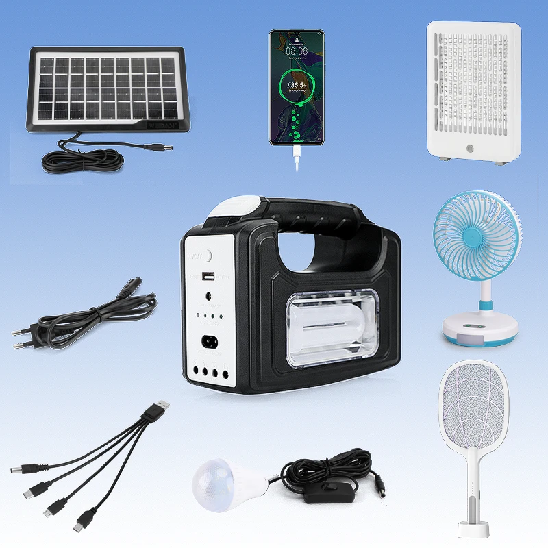 Weidasi Usb Output Portable Emergency Solar Home Lighting Kit Emergency Light with Solar Panel Charging for Wholesale