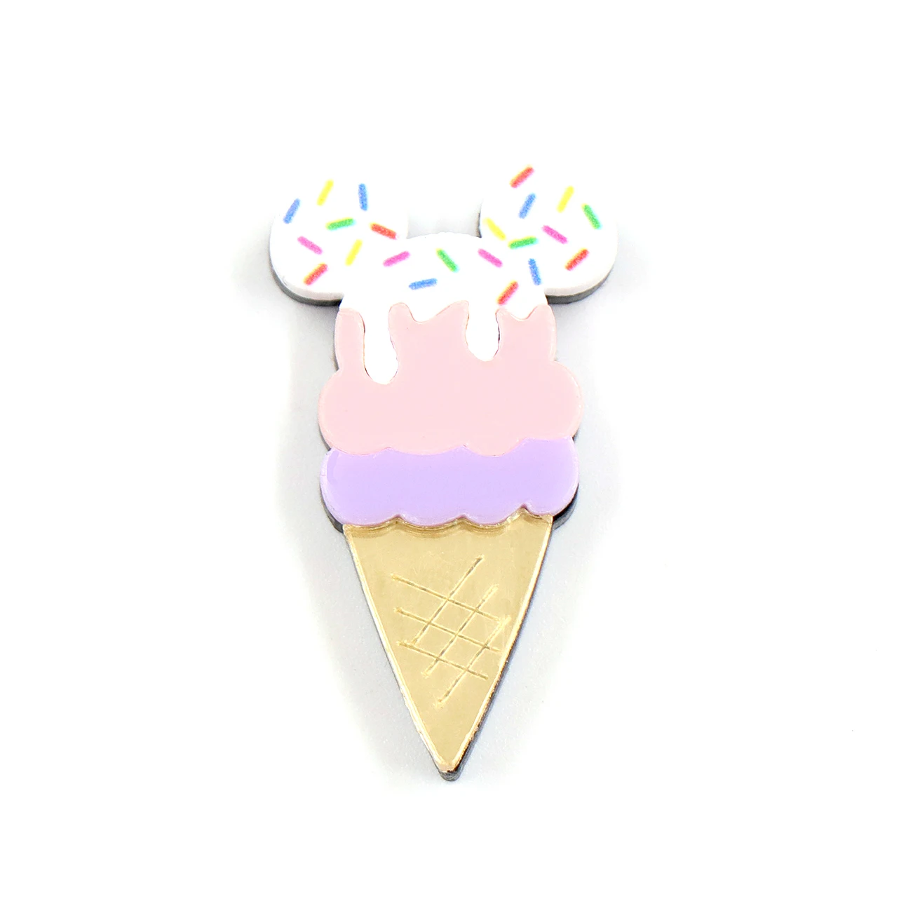 BHS081BH1058 Hot sale 2023 New Arrival Mouse Head Ice Cream (Safety Pin) Laser Cut Acrylic Jewelry Handmade Summer Brooch