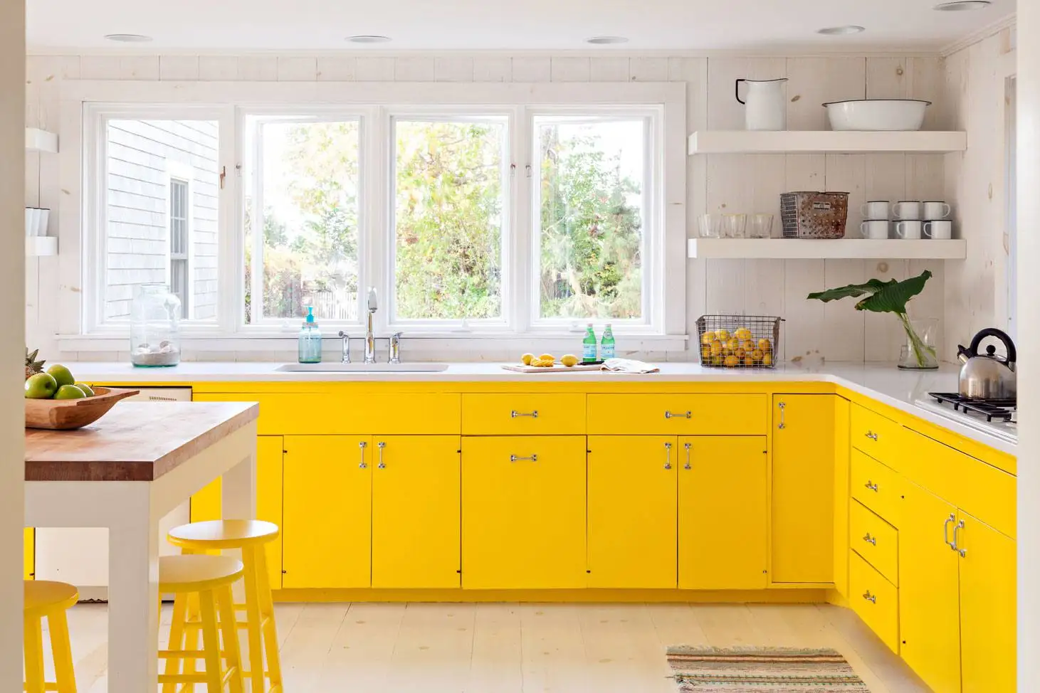 Kitchen cabinets yellow with D.I.Y cabinets and drop zone cabinet details