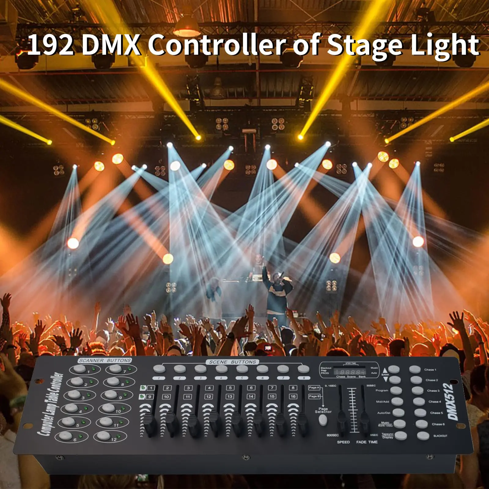 192 Channel DMX512 Portable Light Controller with 8-Channel Faders for ...