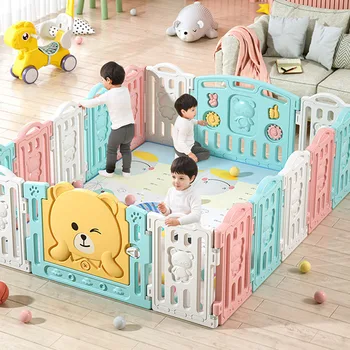 PE Fences Baby Toddlers Playpen Indoor Outdoor Use Safe Baby Playpen with Game Panels