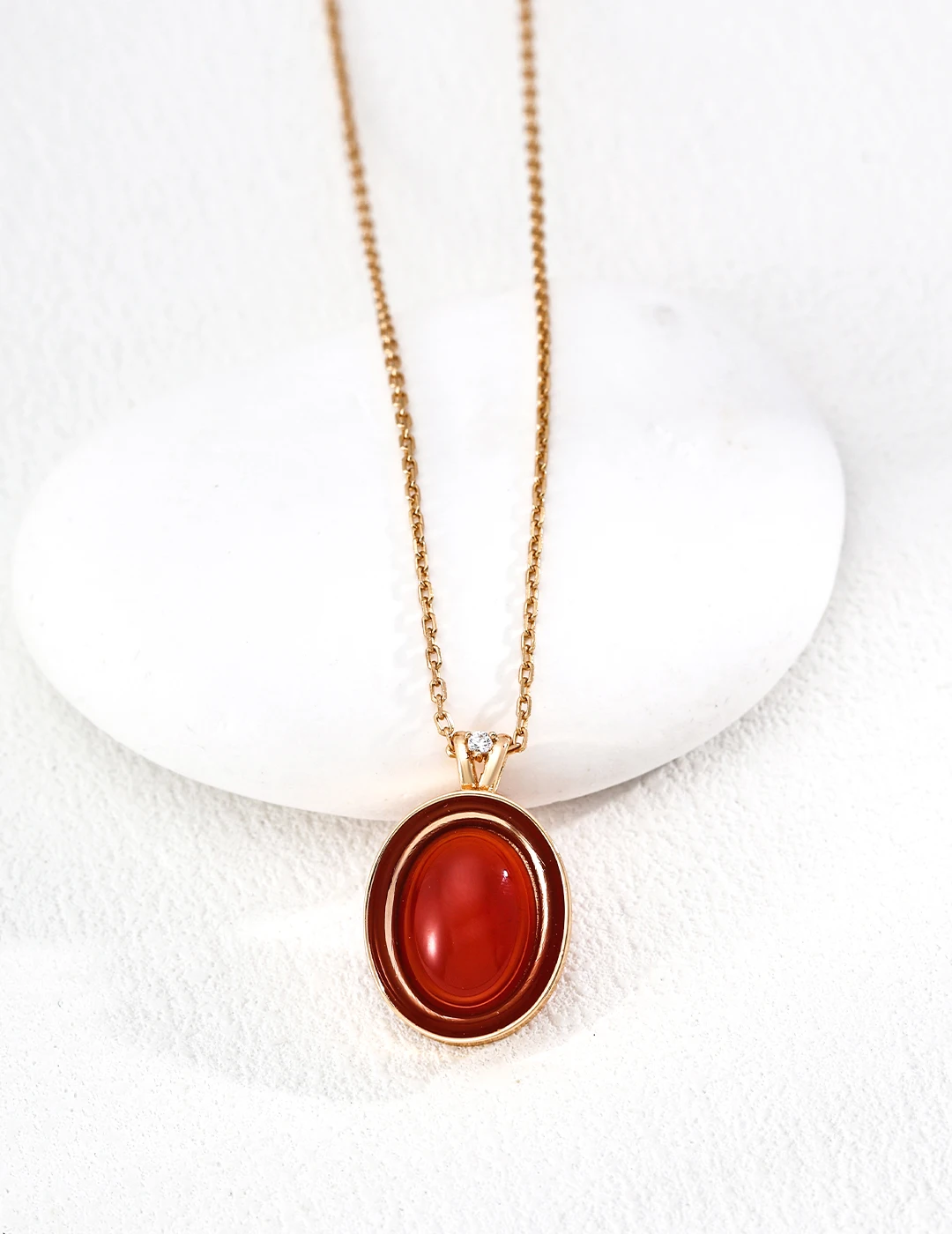 S925 Sterling Silver Minimalist Agate Necklace Red Agate Vintage Gold Jewelry Daily Dainty Minimalist Accessory