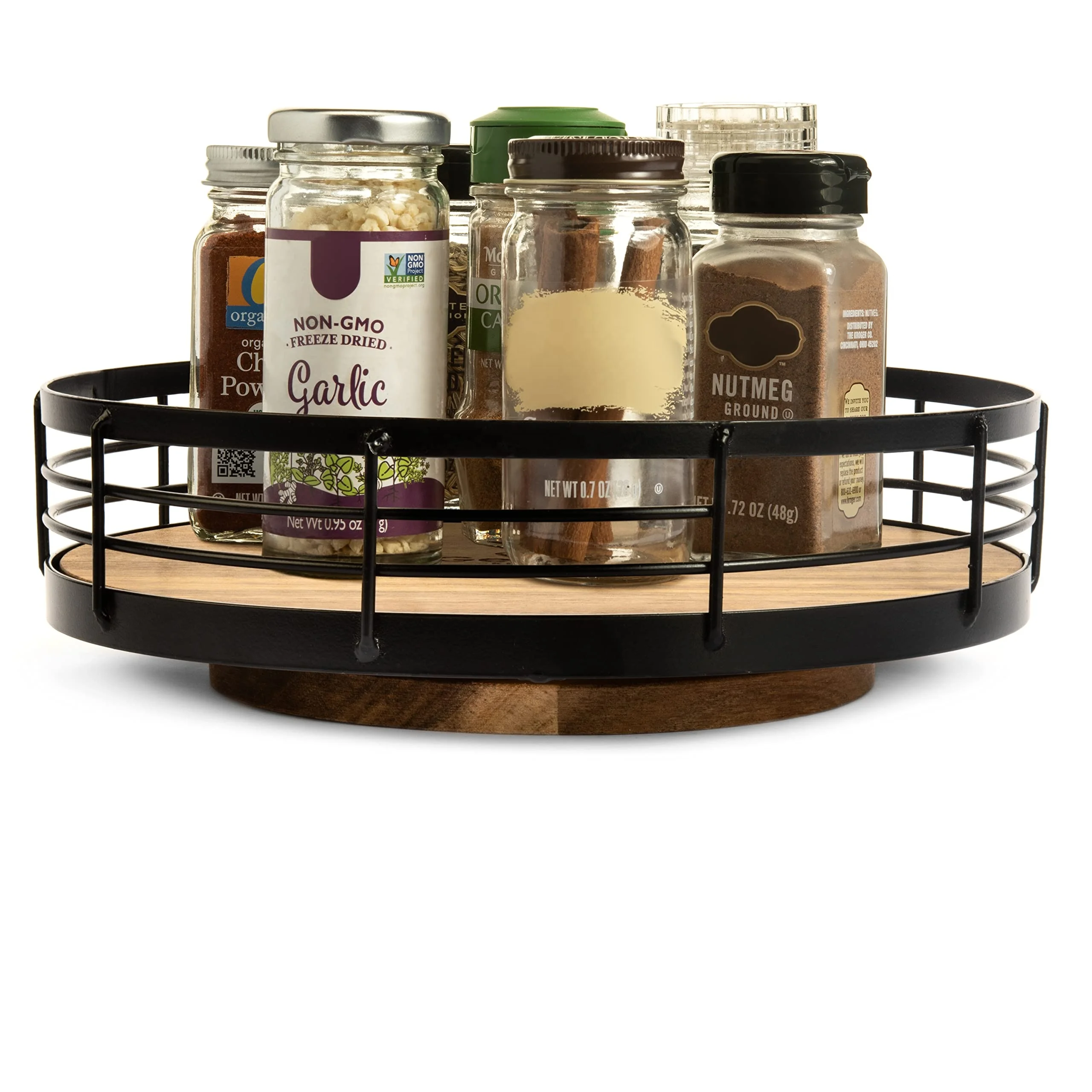 Wooden Spice Racks Acacia Wood Lazy Susan Turntable for Table Wood  Organizer Cheese Board Kitchen Turntable Storage Bamboo Tray