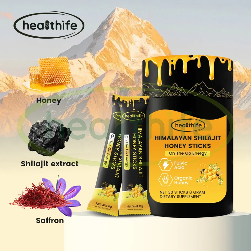 Private Label Suplements Custom Gold Shilajit Honey Sticker for Men Organic Himalayan Shilajit Honey Sticks