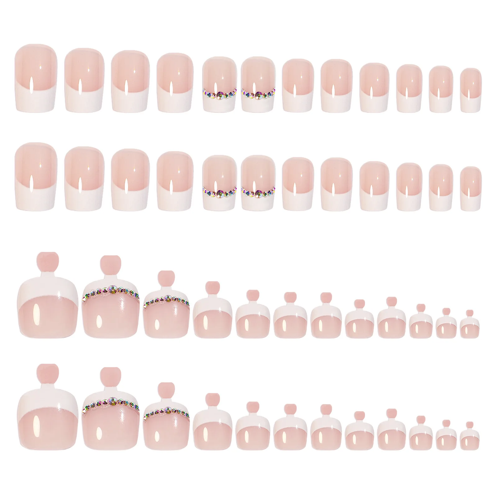 Newest Popular 48pcs Toenails Nails Tips Full Cover Artificial Press On ...