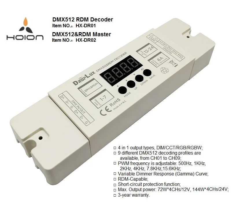 4CH 4 in 1 PWM Adjustable DMX RDM Led Dmx Decoder RGB Controller DMX512 Decoder RGBW