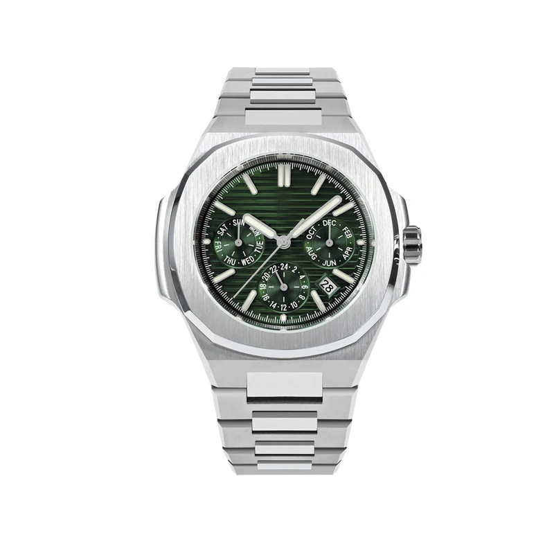 43mm Miyota 9120 Multi-function Men Luxury Dress Watch Embossed Texture Dial Business Automatic Mechanical 10Bar BGW-9