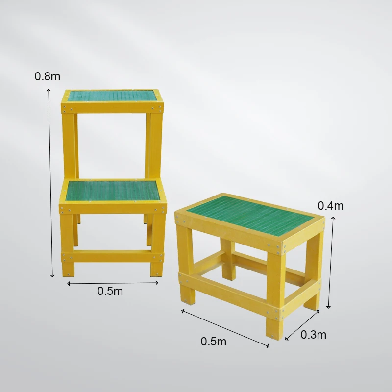 Portable Non-Slip Glass Fiber Electrical Insulation Step Stool with Handle and Wheels for Warehouse and Workshop Use