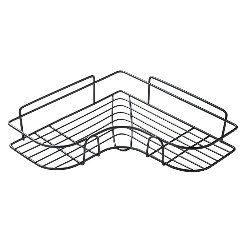 Kitchen Metal Corner Storage Rack Shelf With Adhesive Triangle Punch