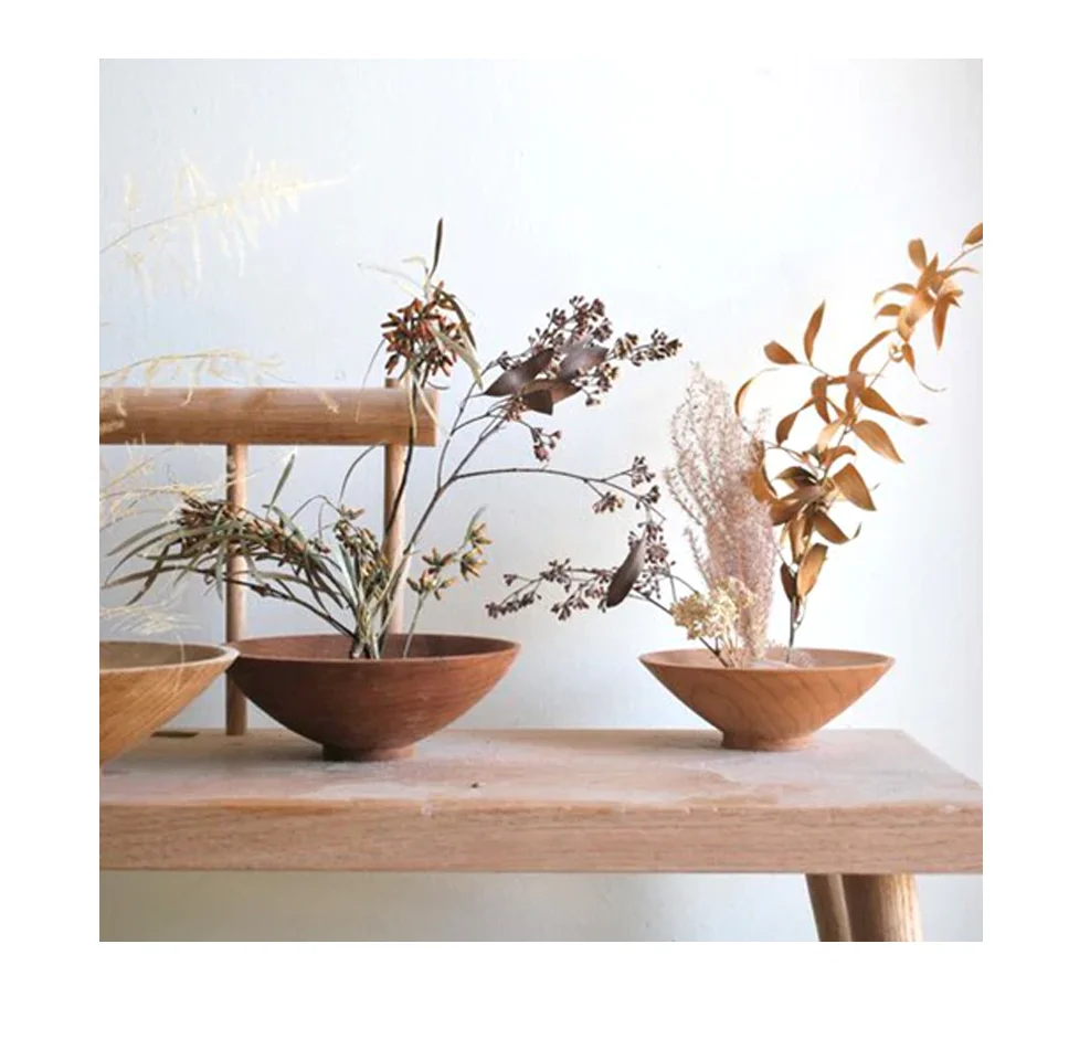Деревянная чаша для сушеных цветов ikebana ручной работы, деревянная ваза для цветов ikebana