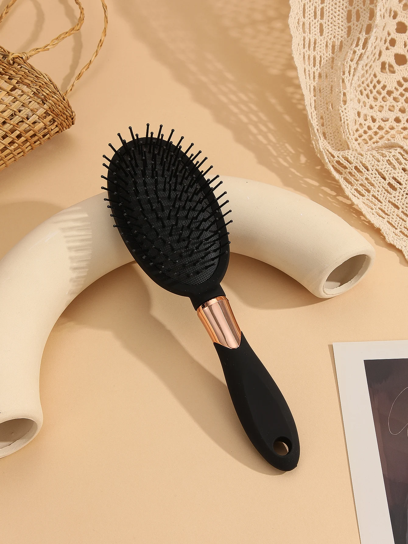 23.8*6.7*3cm Black Paddle Cushion Hair Massage Brush Professional ...