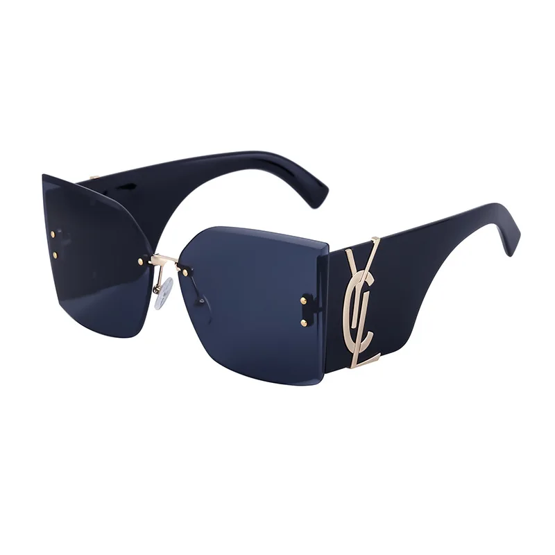 Oversized Rimless Cat Eye Sunglasses Women 2024 Luxury Brand New Fashion  Cateye Sun Glasses for Ladies Trendy Frameless Sunglass