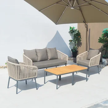 Aluminum Chair Outdoor Hand Woven Garden Rattan Furniture Set Rope Furniture Set Outdoor Rope Sectional Sofa Set