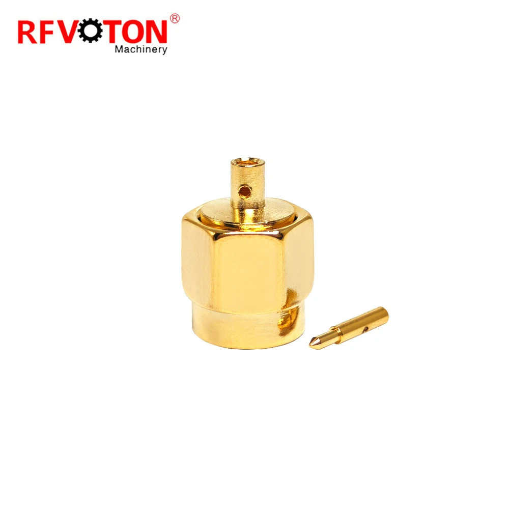 Factory Directly Gold Plated Sma Male Plug Macho Crimp Solder Welding  for 047 Cable Rf Coaxial Coax Connector Converter Copper