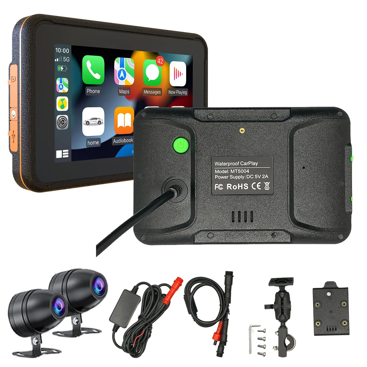 KARADAR MT5004 トップ5インチバイク用GPSナビゲーターCarplay Android