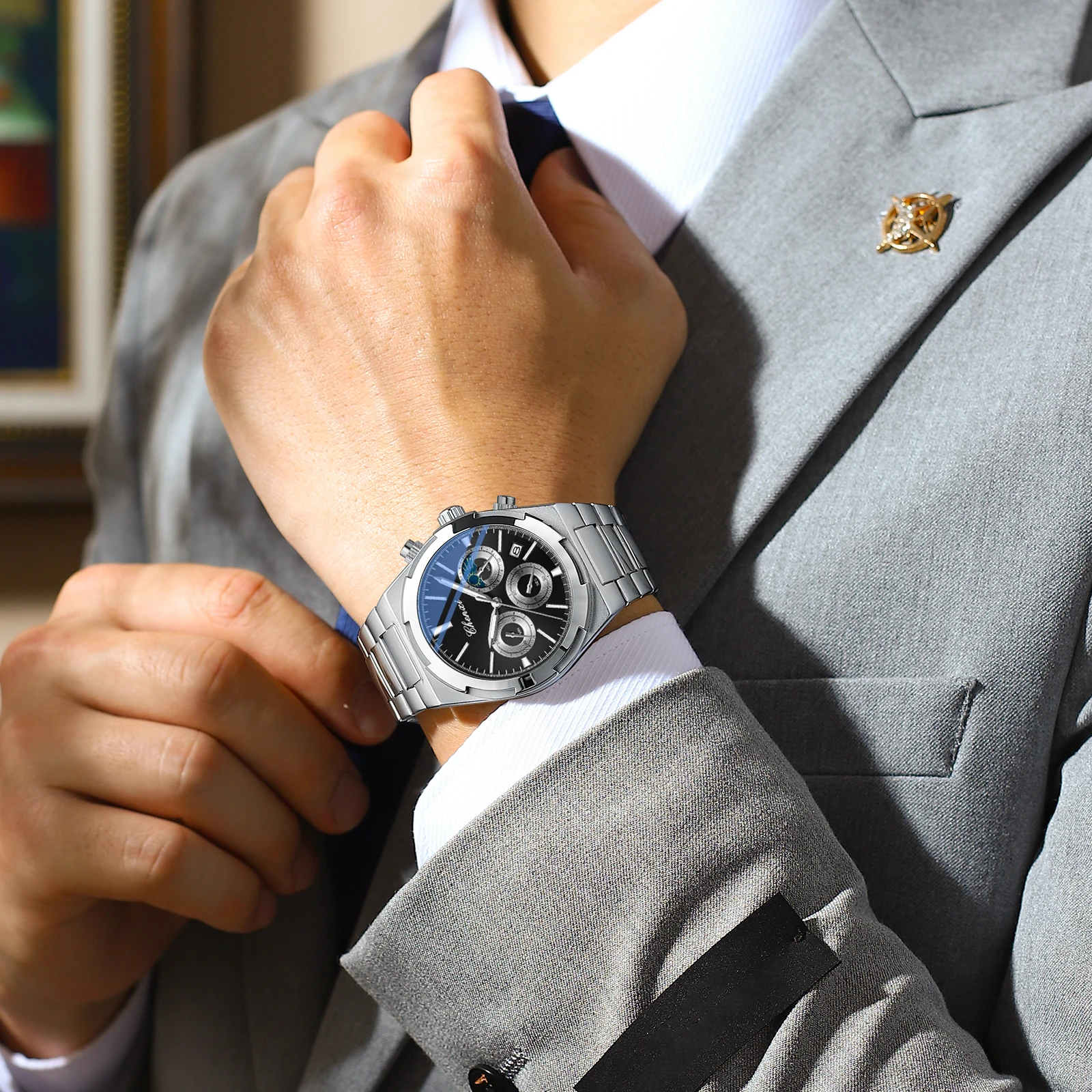 Chenxi 956 Luxury Chronograph Watch for Men - Stainless Steel