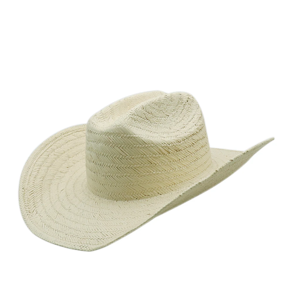 Paper Straw Cowboy Hat Hand Woven Wide Brim Western Hat Lightweight Summer Sun Headwear for Women Men