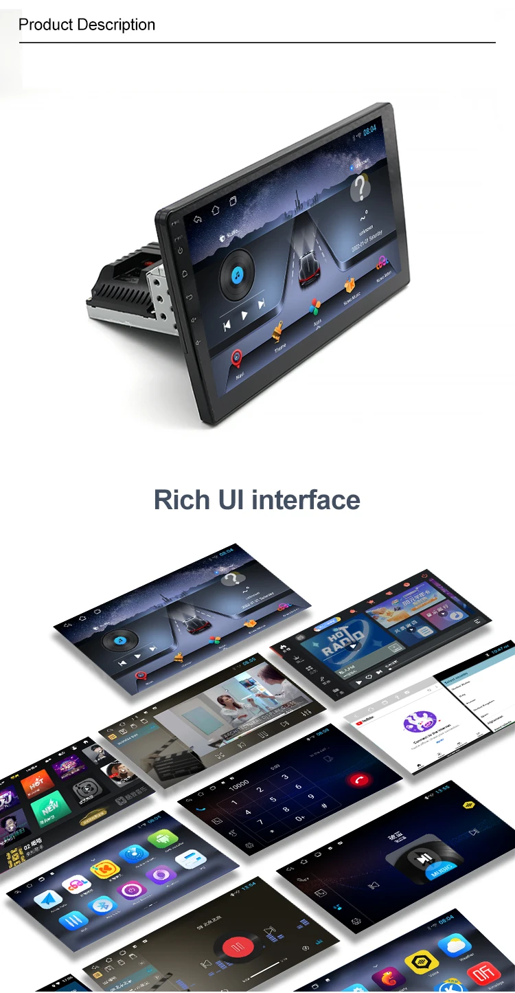 Android 12 Universal Touch Screen Gps Radio Stereo 10 Inch car video 1 Din Car Dvd Player With Screen carplay auto