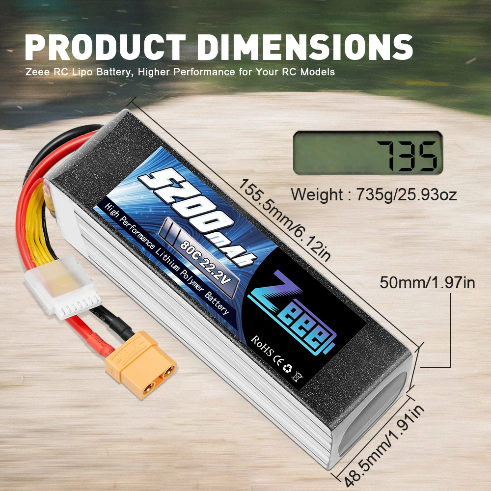 Zeee RC 6Sリポバッテリー22.2V80C 5200mAh、RCジャイアント飛行機