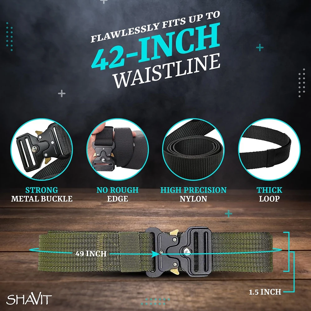 Adjustable Training Tactical Belts Work Hiking Riggers Web Nylon Waistband Belt with Quick Release Metal Buckle