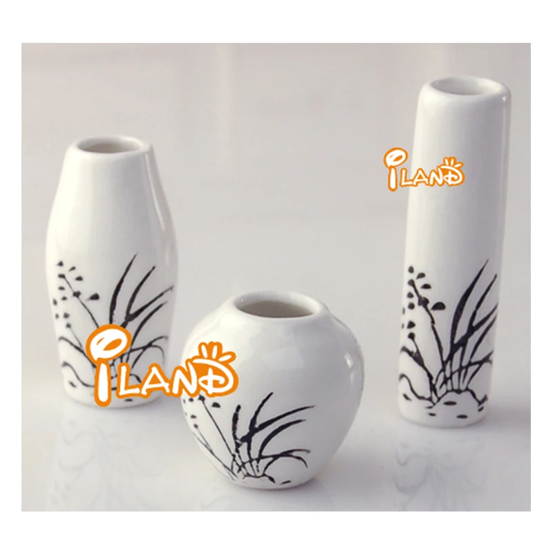 1/12 Dollhouse Miniatures China Porcelain Ceramic Vase Set 3PCS   OV005 
