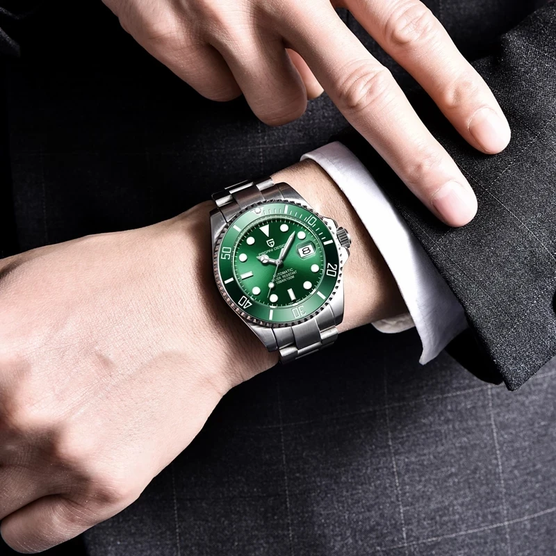 OLEVS Orologio Uomo Automatico A Carica Automatica – Meccanico Lusso Acciaio Inox, Impermeabile, Calendario E Fasi Lunari, Quadrante Blu/Nero/Verde - 5