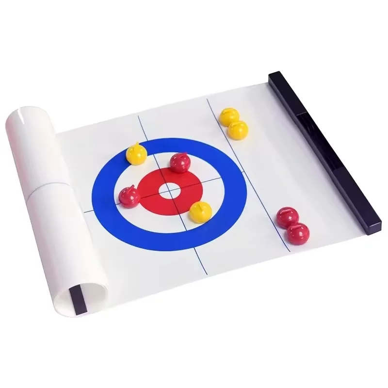Mini Gioco Da Tavolo Curling Shuffleboard - Set Portatile Con Tappetino E 10 Pietre Per Famiglie E Bambini - 2