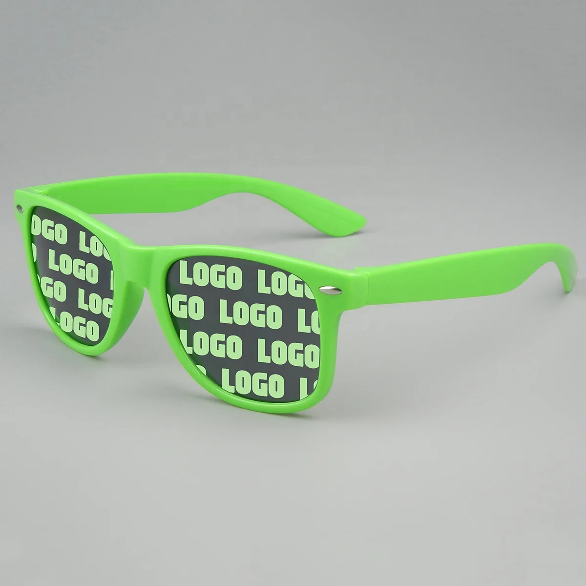 New Wholesale Fashionable Green Covering Whole Lens Custom Logo Rave Party  Sunglasses Eyewear Printing Colorful Sun Glasses
