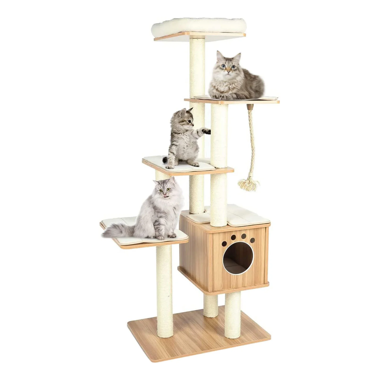 2023 Modern Wooden Cat Tree Tower With Multi-layer Platform For Big ...