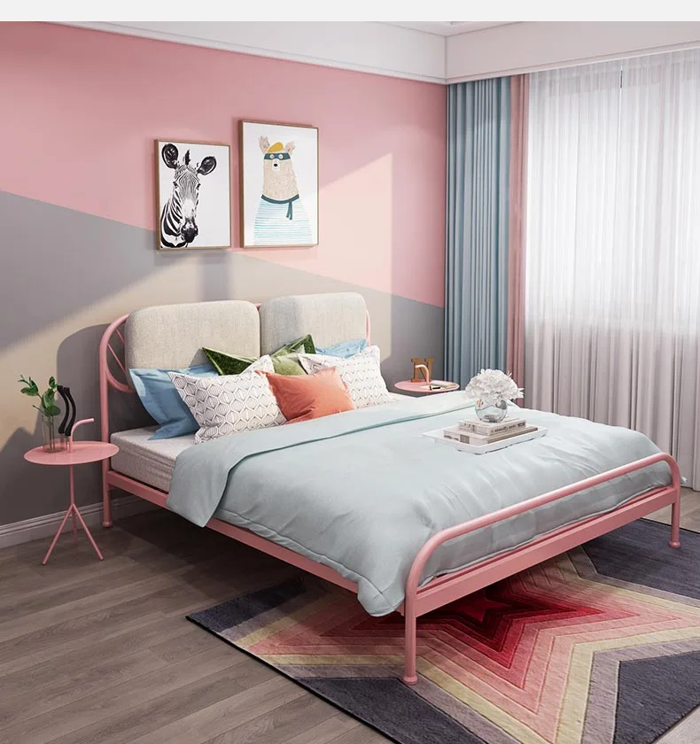 轻豪华北欧女孩系列锻铁双人床卧室公主床日韩风格1.8米现代和sim