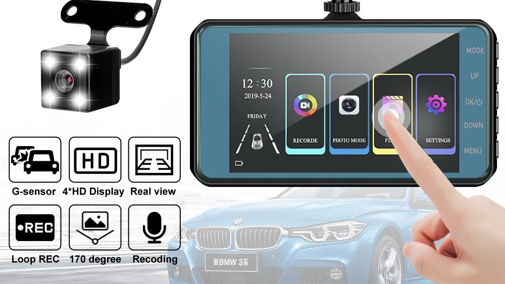 Touch Front Back Dash Cam Dashboard Dash Camera Dual For Cars With