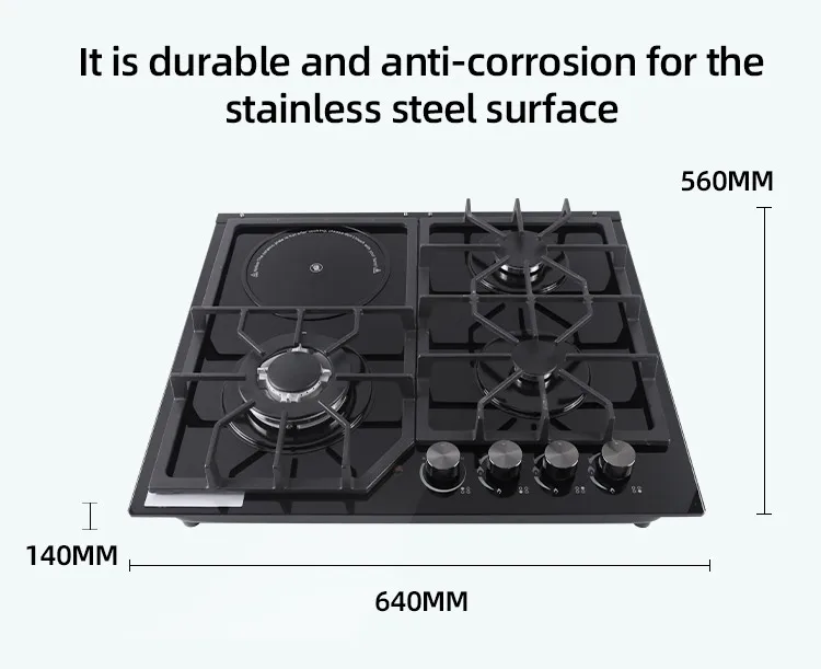 4 Burner Temperature Glass Builtin Gas Stove Cooker Gas And Electric