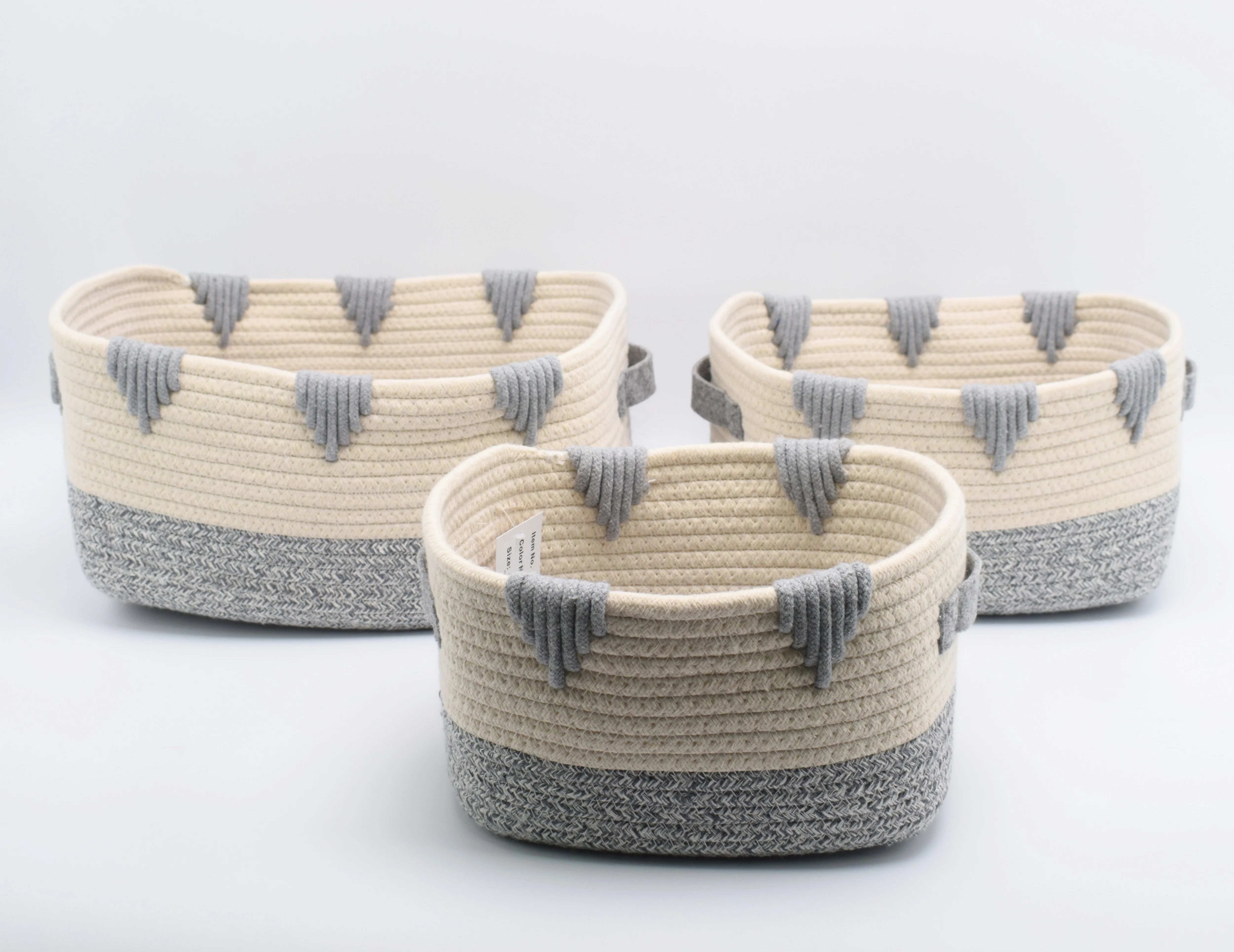 3 комплекта ручной работы тканая корзина для хранения детской комнаты Большой Емкости Настольная складная из хлопчатобумажной веревки