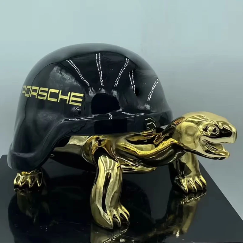 Customized Electroplating Coating Turtle Statue 40cm Resin Cartoon Tortoise Sculpture for Art Gallery Display