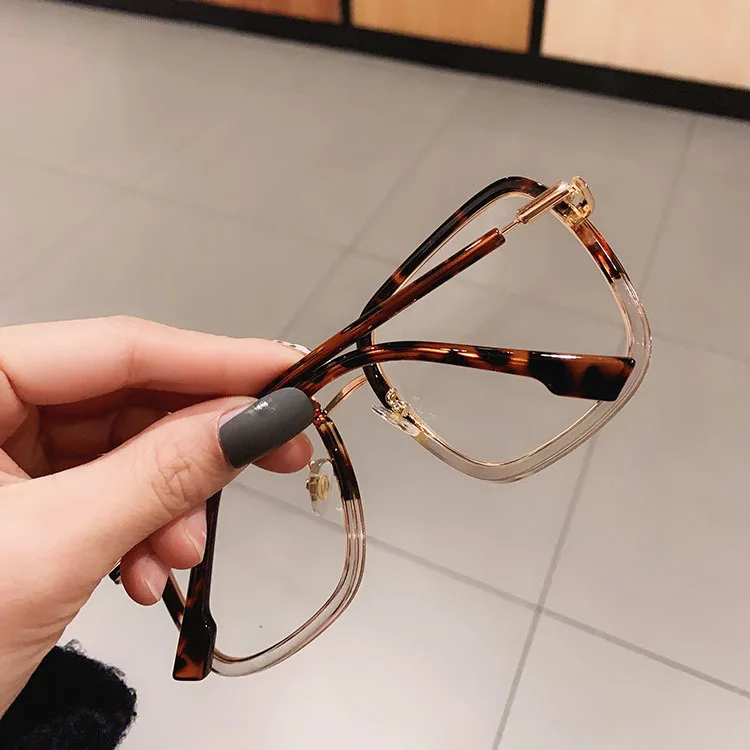 Fashion Square Leopard Two Color Eye Glasses Frame Myopia Trend Female Women Prescription Glasses Frames Optical