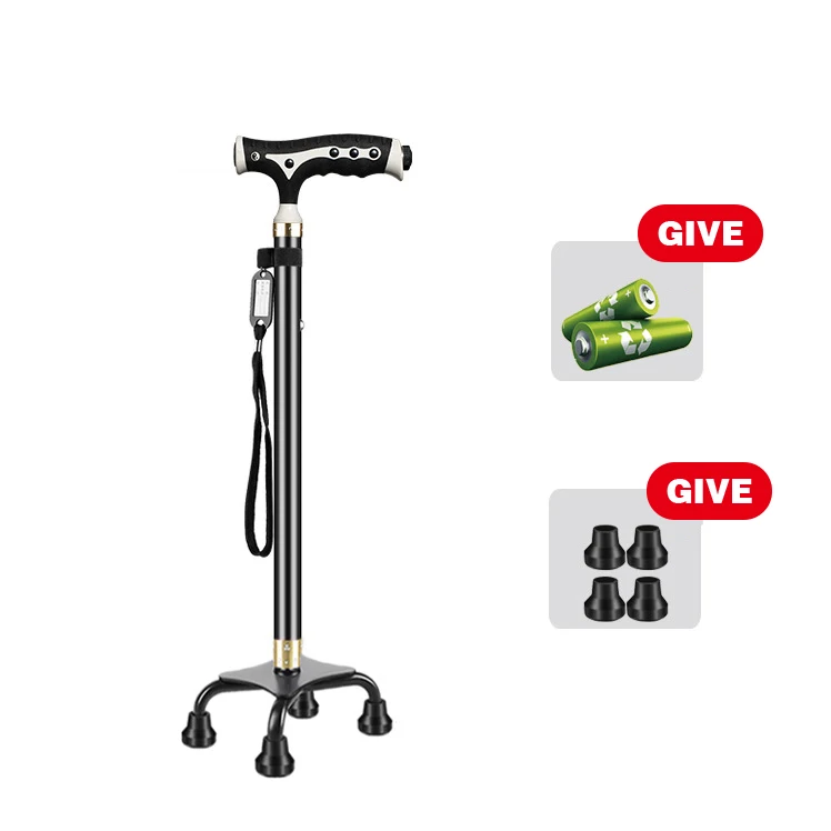 Adjustable Walking Stick with Led Light Detachable Base Old Man Elderly Walking Cane