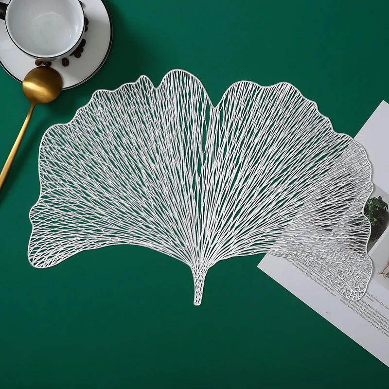 Pvc Hollow Table Placemats Ginkgo Leaf Dining Mats For Wedding Party