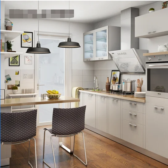 CBMmart Top Quality Waterfall Countertop Design Modern Style Kitchen Cabinets