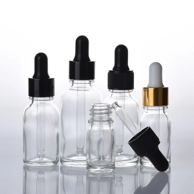 5ml 10ml 15ml 30ml 50ml 100ml Clair Vitre Vide Essentielle Flacon Verre Compte Goutte Bouteille