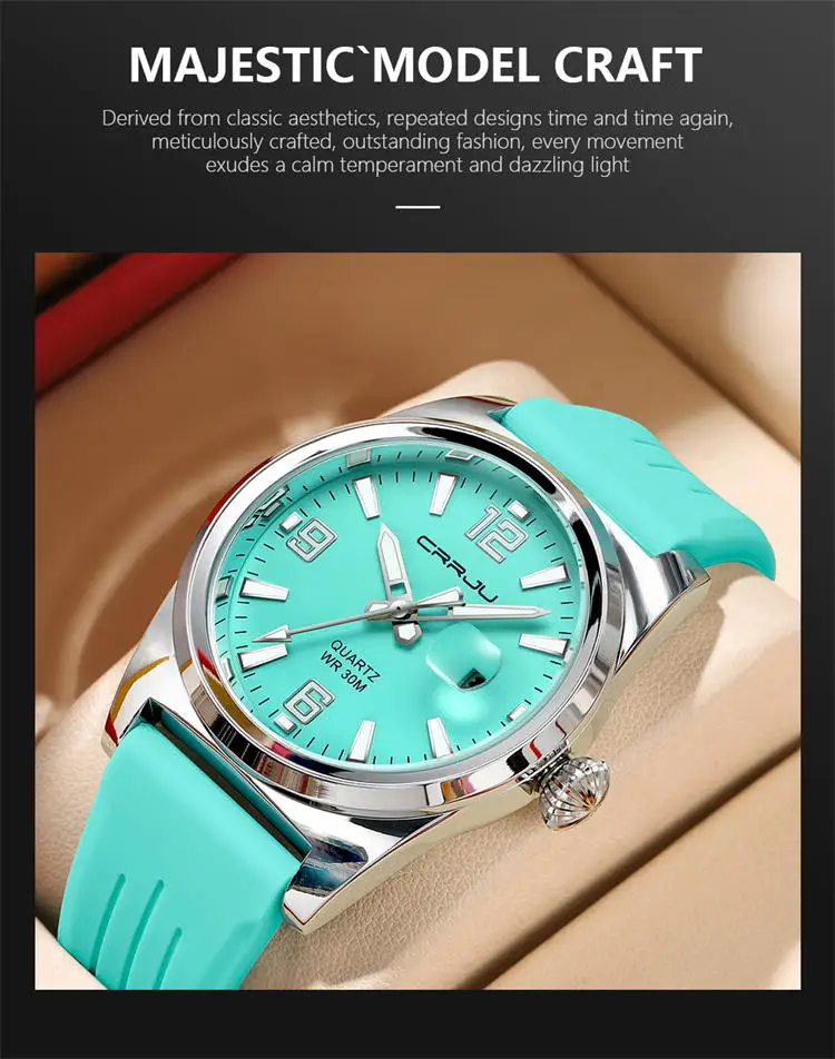 CRRJU 5027 Hot Sell ODM Men Quartz Watch Latest Silicone Band Waterproofing Date Display Simple Classical Casual Watch Design