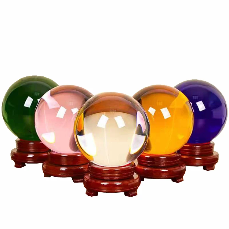 product wholesale factory homemade solid large sphere stand colored glass crystal ball-32