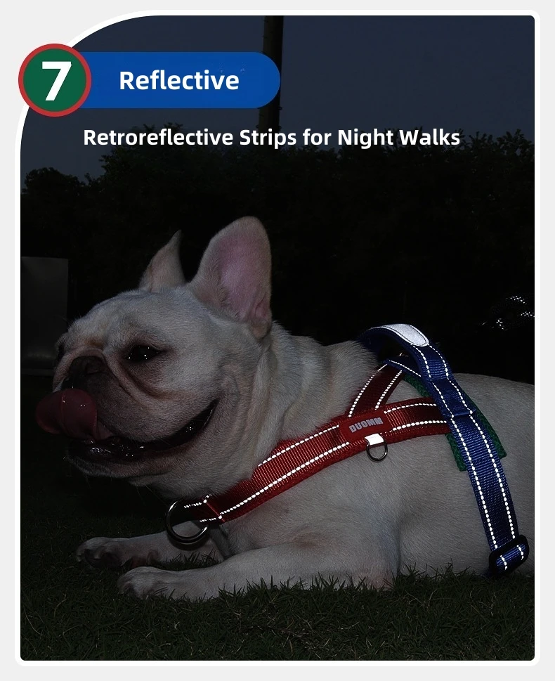 Fashionable Reflective Saddle Harness for Dogs Wide Polyester Color-Block Webbing No-Pull Design Comfortable Padded Chest Plate