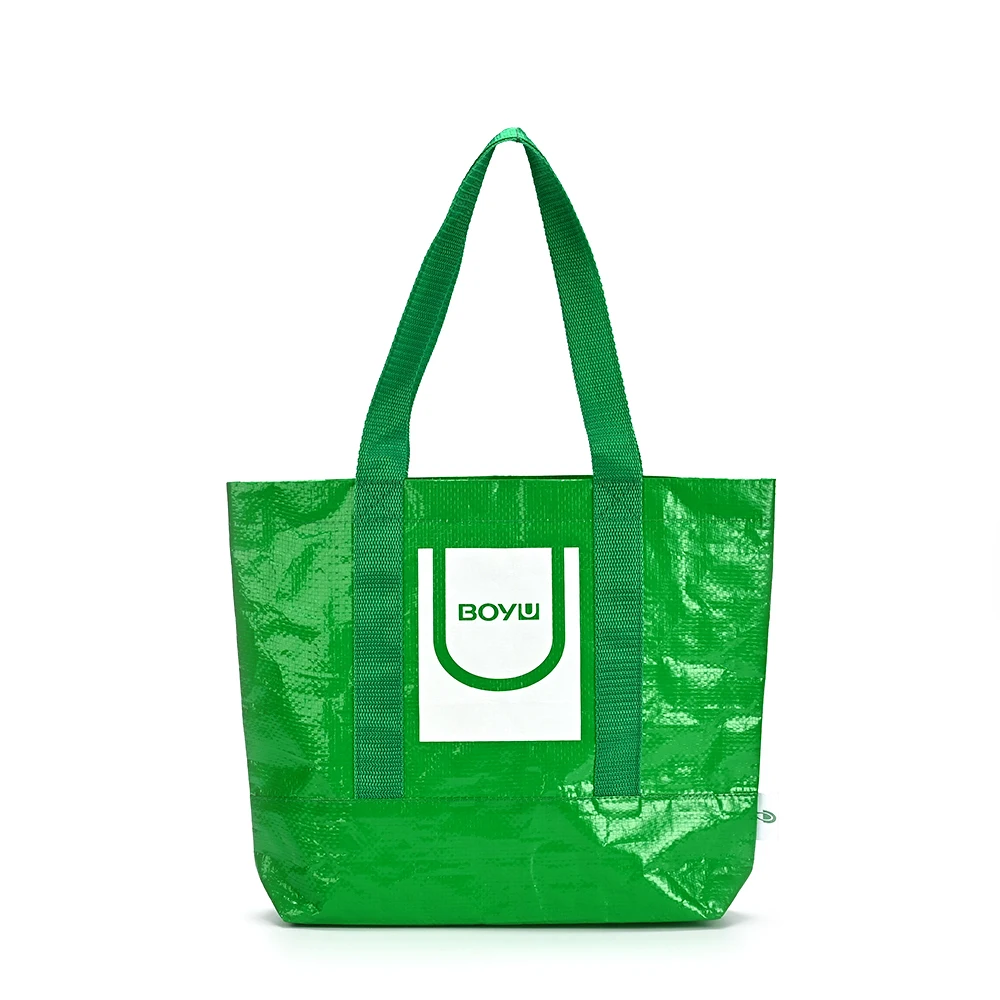 Custom Recycled PP Woven Shopping Tote Bag Eco-Friendly Reusable Grocery Bag with Logo Laminated Waterproof and Durable factory