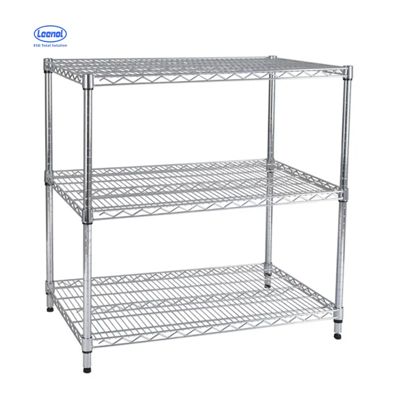 Leenol  Customized Rolling Cart Metal Chrome Wire Shelving Storage Trolleys With Wheels