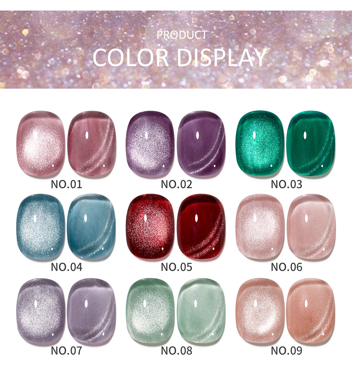 HONEYGIRL New Color Porcelain holographic magnetic Cat Eye Collection Gel Polish 15ml Magnetic Cat Eye Gel details