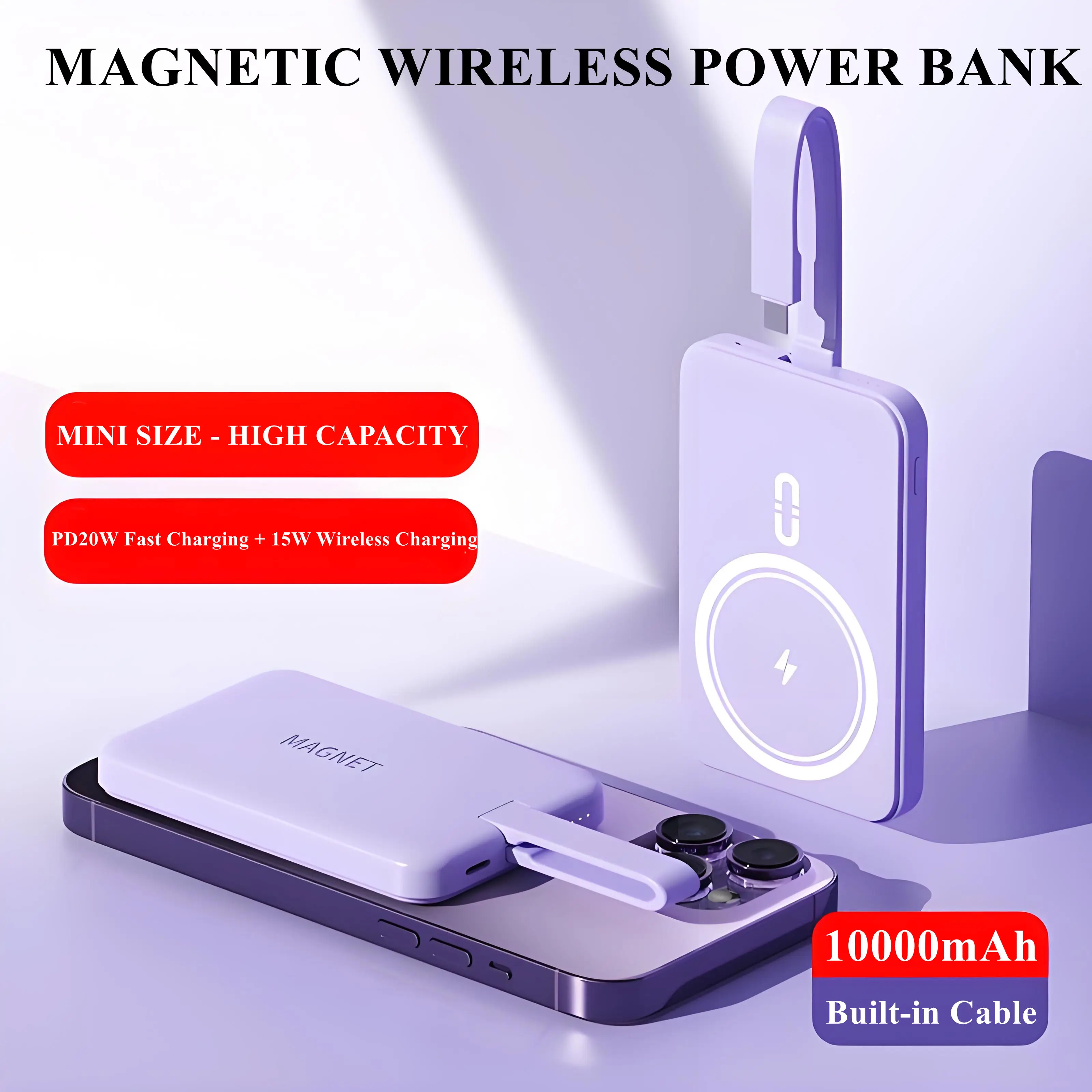 10000mAh Magnetic Wireless Fast Charging Power Bank Magsafe - Image 8