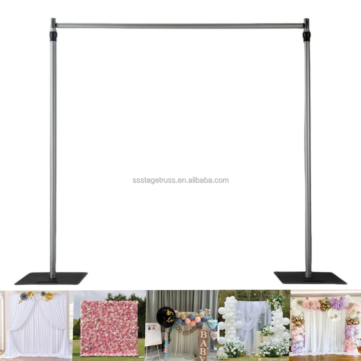 3.6x3.6M Aluminum Alloy Pipe and Drape Stand Adjustable Backdrop Stand  Birthday Wedding Party Decoration for Sale