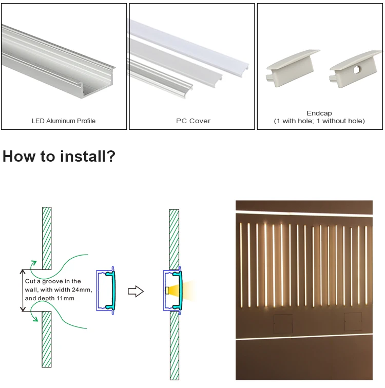 2810 Shallow Led Profile Recessed Led Light bar 20mm Wider Aluminum Profile with PC Diffuser